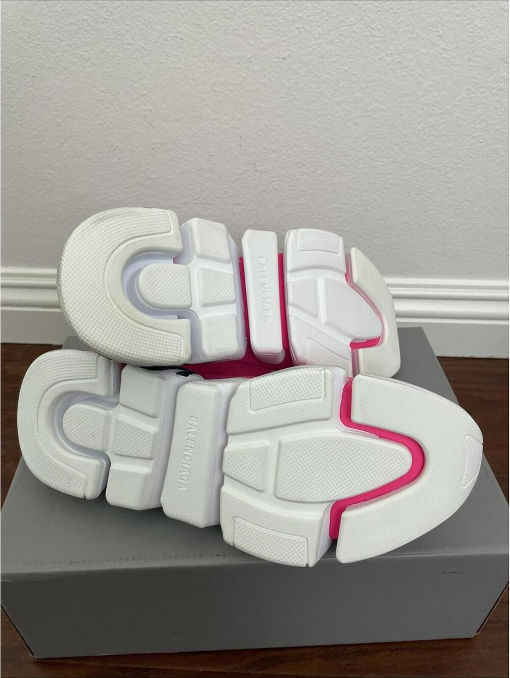 BALENCIAGA Speed 2.0 Graffiti Stretch-Knit High-Top Sneakers fluo pink size 10 - Picture 12 of 12